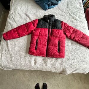 Hollister Red and Black Puffer Jacket